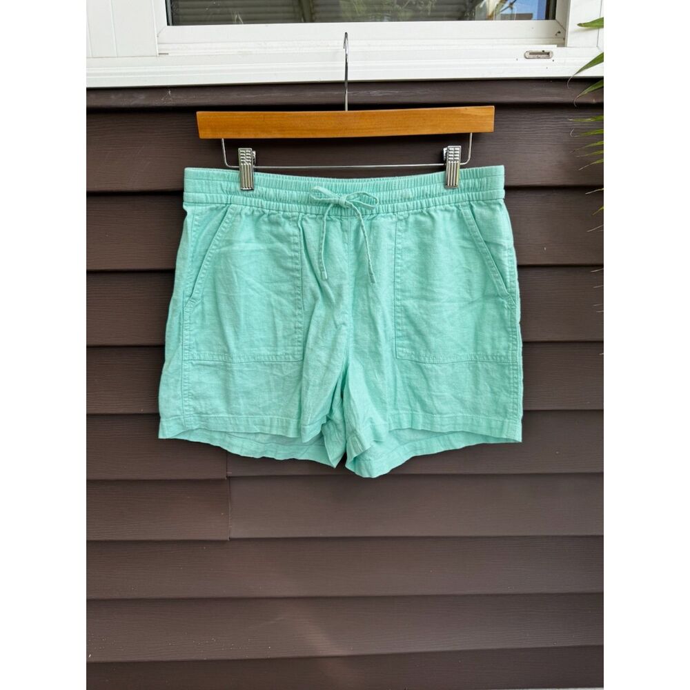 J.Crew Aqua Linen Blend Pull-On Shorts S Mint Elastic Waist Drawstring Summer
